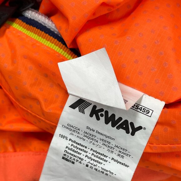 K‑Way Le Vrai 3.0 Orange Hooded Waterproof Windbreaker Rain Jacket Men's L - Picture 8 of 14